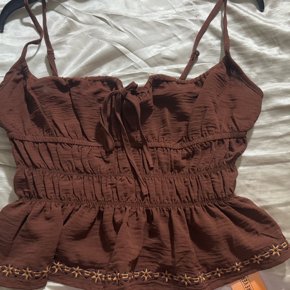 Brown Smocked Women's Top